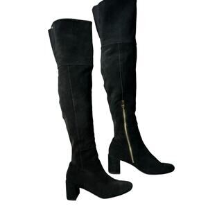Womens Black Suede Over the Knee Boots 6.5 City Whimsigoth Party Cocktail